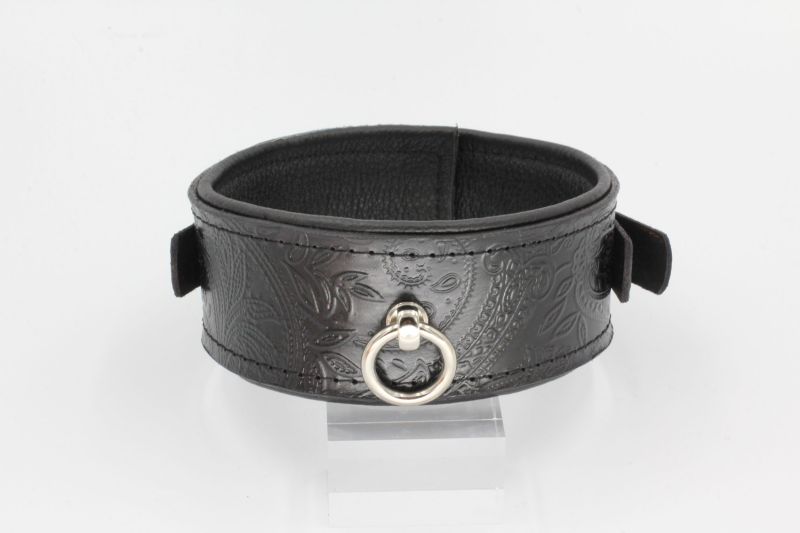 Weaver Leather Vintage-Paisley-Halsband Für Hunde – Braunes Zaumzeugleder Mit Rosa Paisley