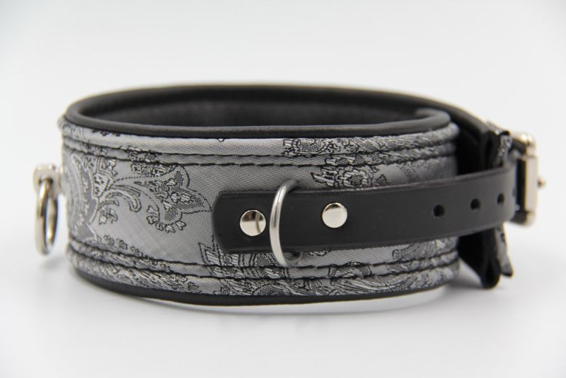 Halsband Paisley silber/schwarz