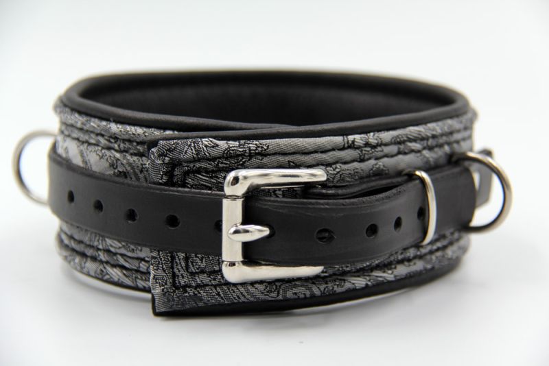 Halsband Paisley silber/schwarz