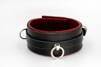 Halsband mit Ring der O schwarz/rot